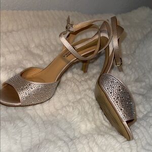 Badgley Mischka Sparkling Beige Heels
